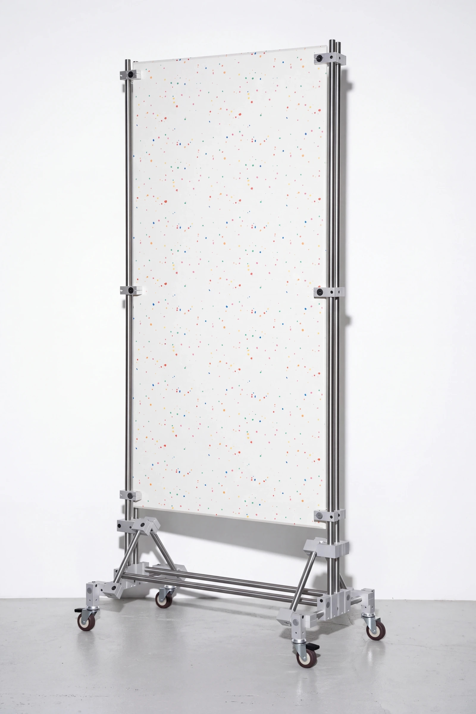 Curator, board stand 65 × 36 × 171, white, colour flecks