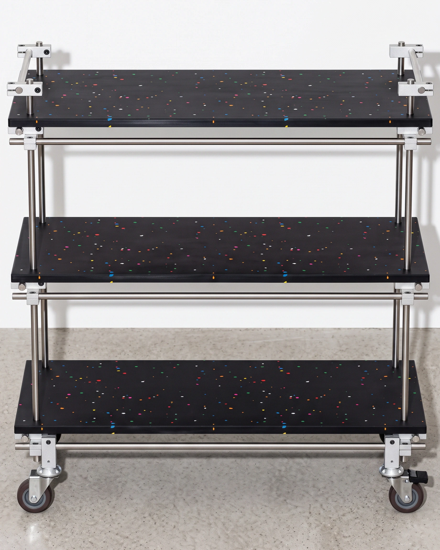 Bartender, trolley 600, black, colour flecks: front view