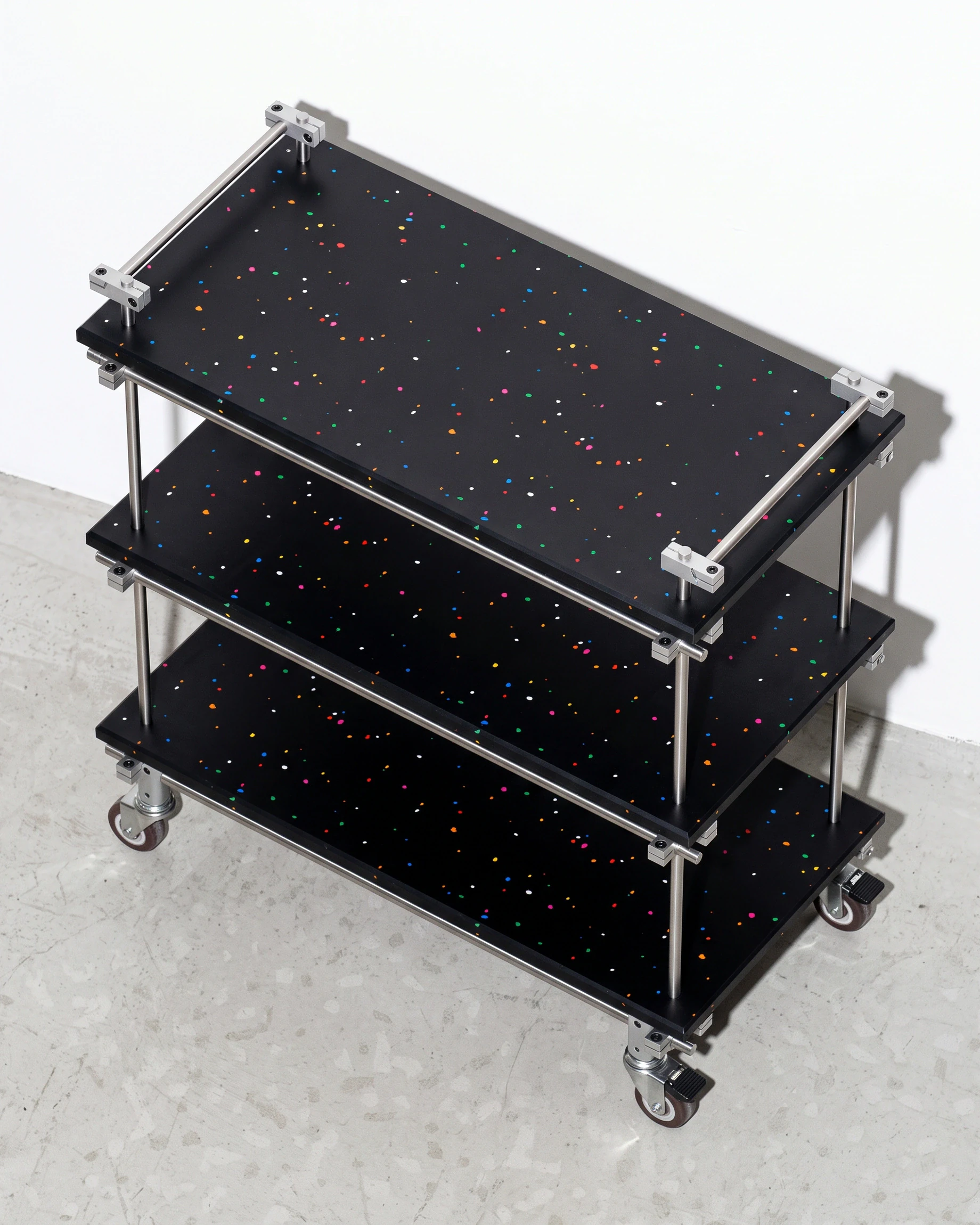 Bartender, trolley 600, black, colour flecks: top view