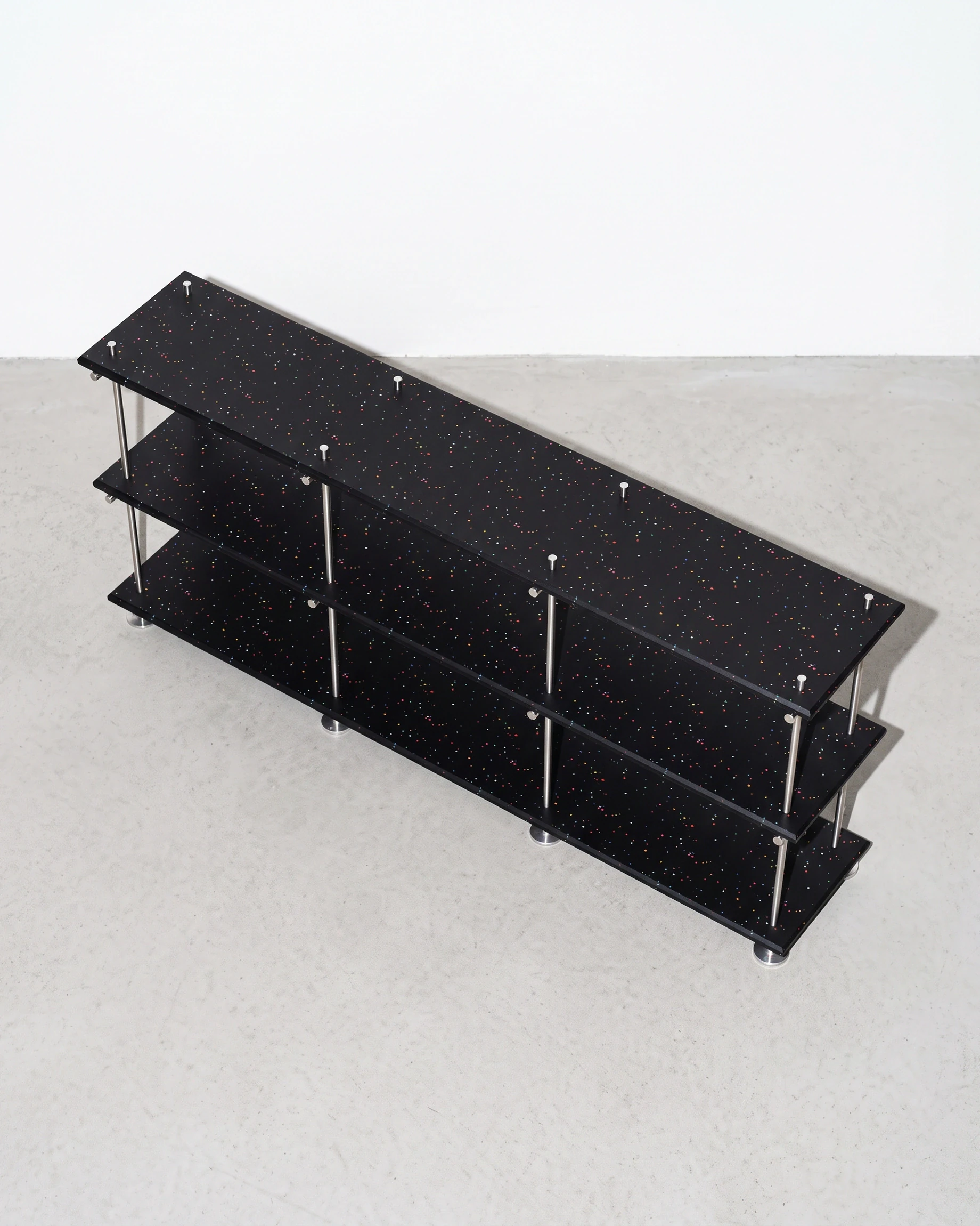 Collector, display shelving 2000, black, colour flecks: top view