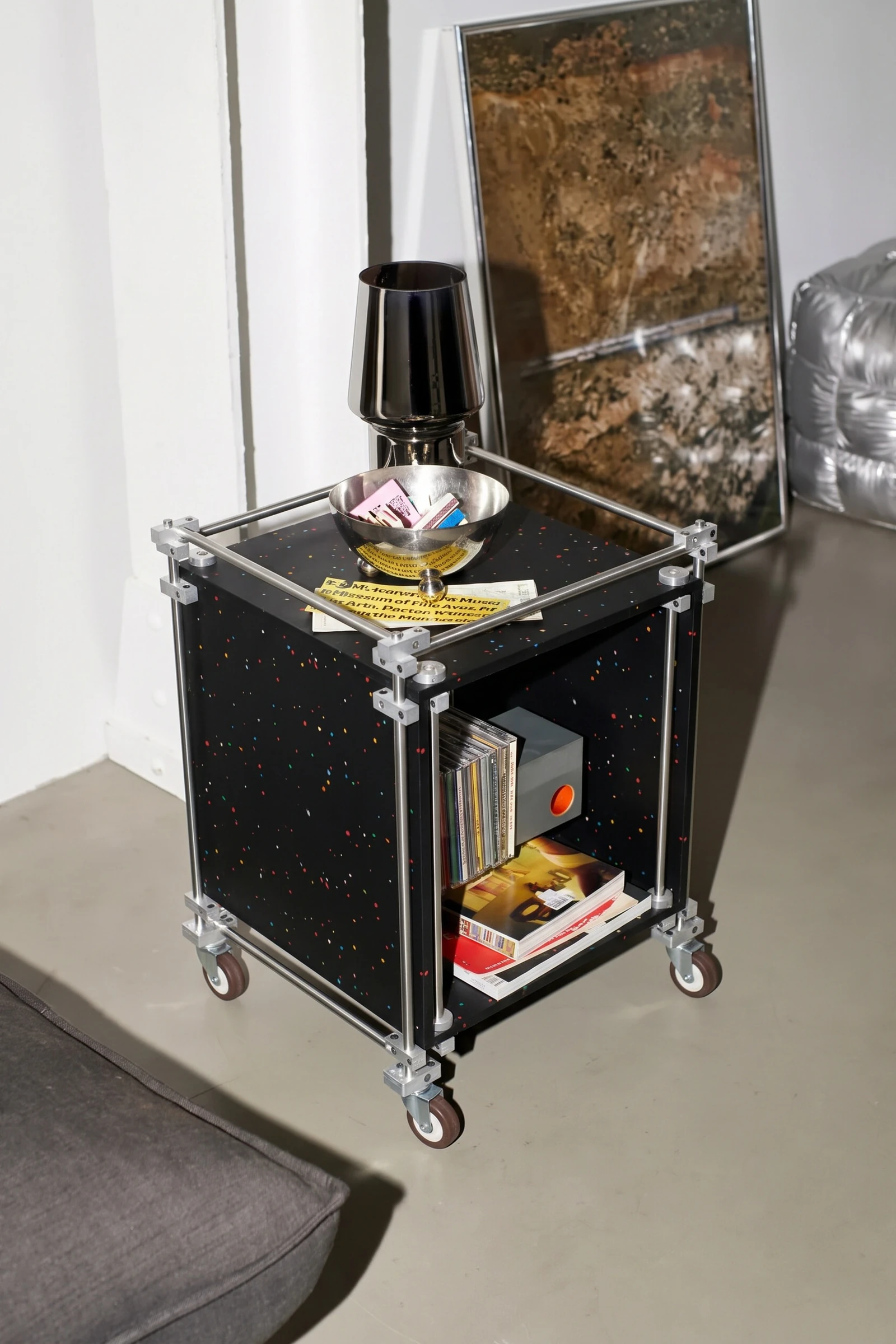 Nomad, cube shelving 450, black, colour flecks