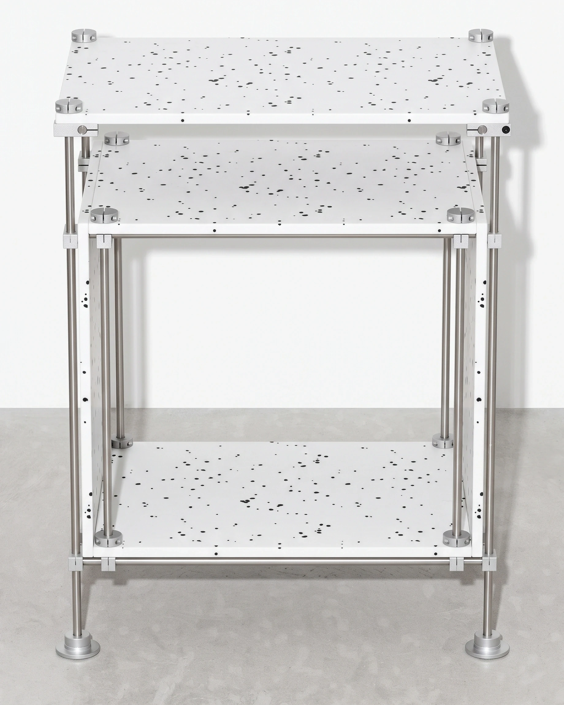 Sleepyhead, cube shelving 500, white, black flecks: front view