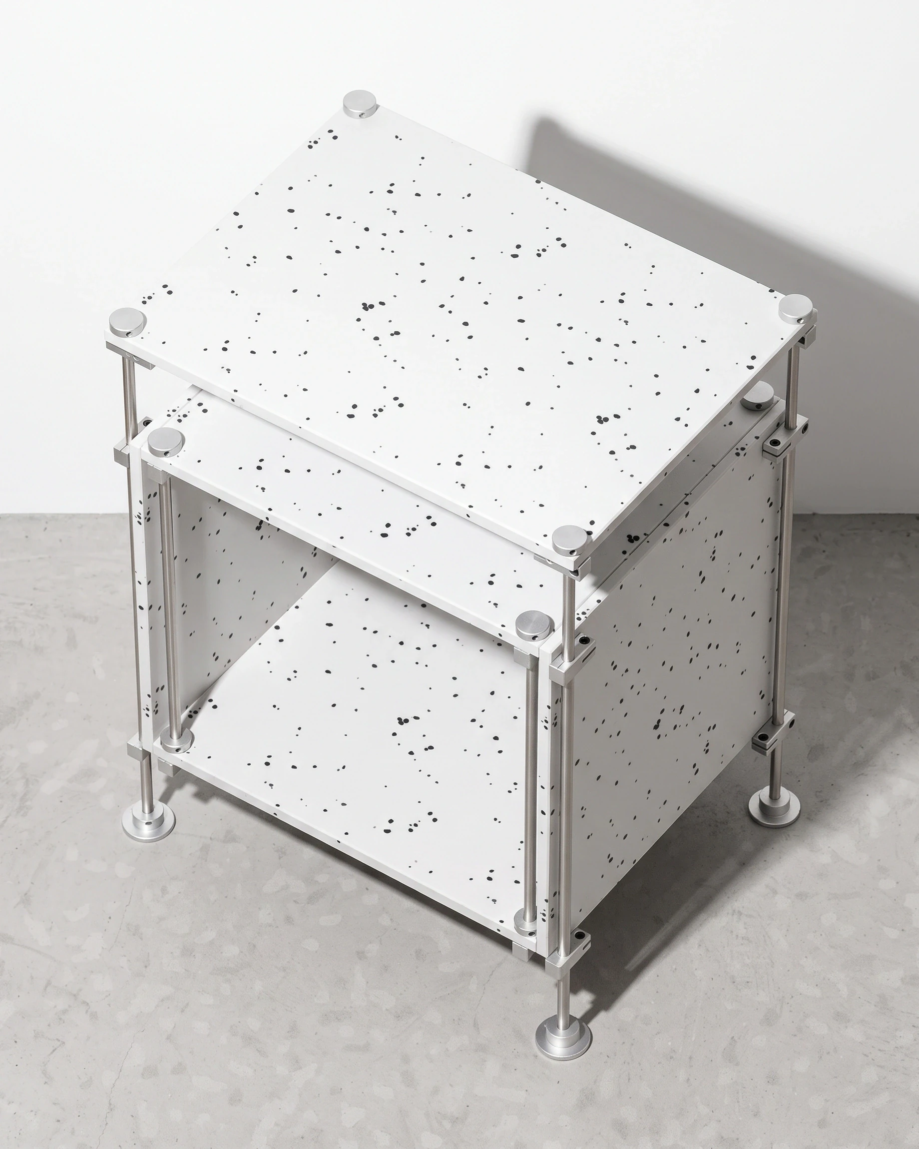 Sleepyhead, cube shelving 500, white, black flecks: top view
