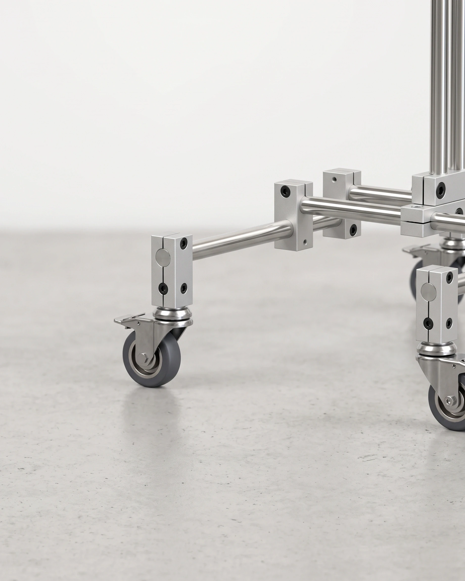Porter, coat stand on a 30 × 45 base, black, colour flecks: joint close-up
