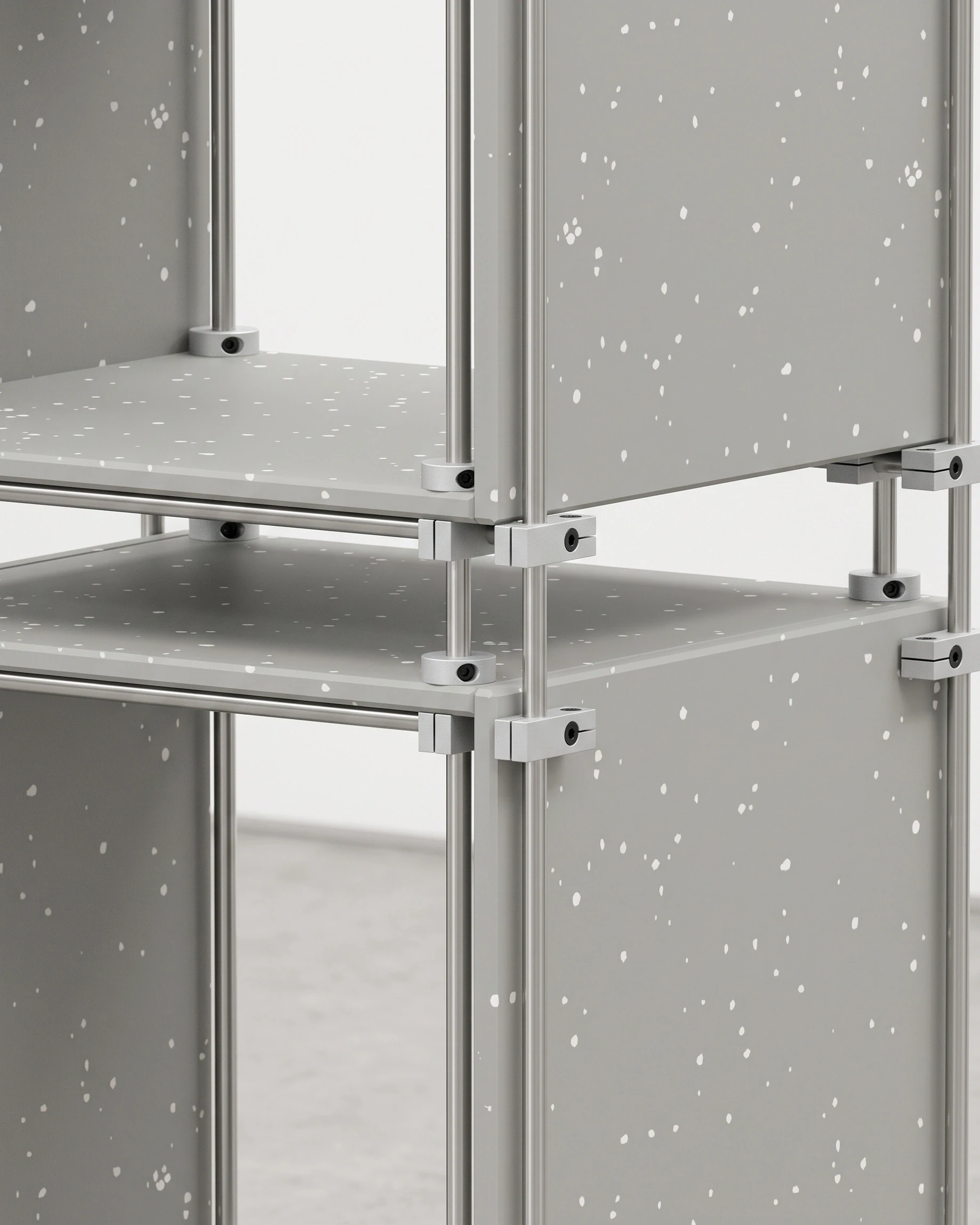 Audiophile, cube tower 100 cm, grey, white flecks: joint close-up