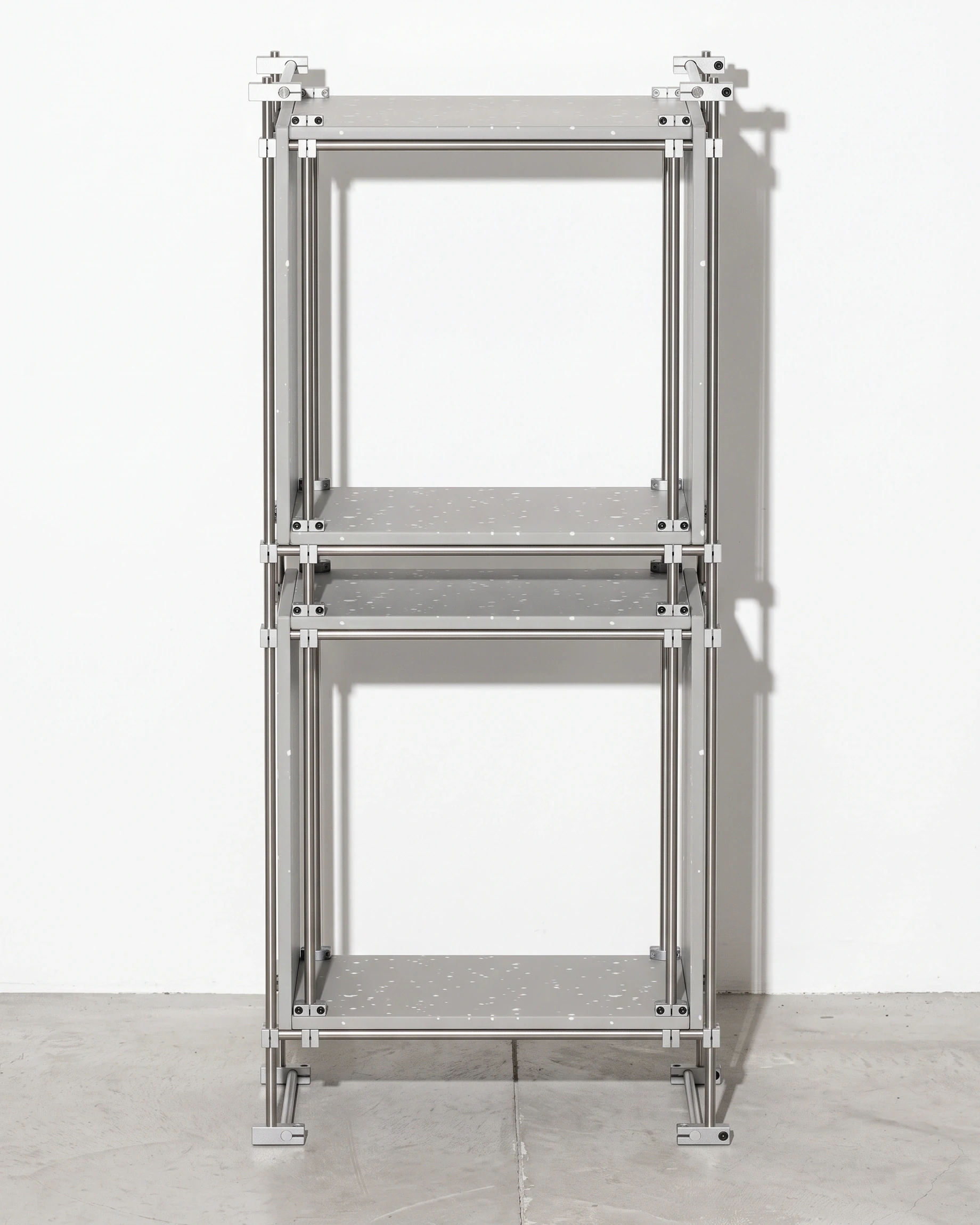 Audiophile, cube tower 100 cm, grey, white flecks: front view