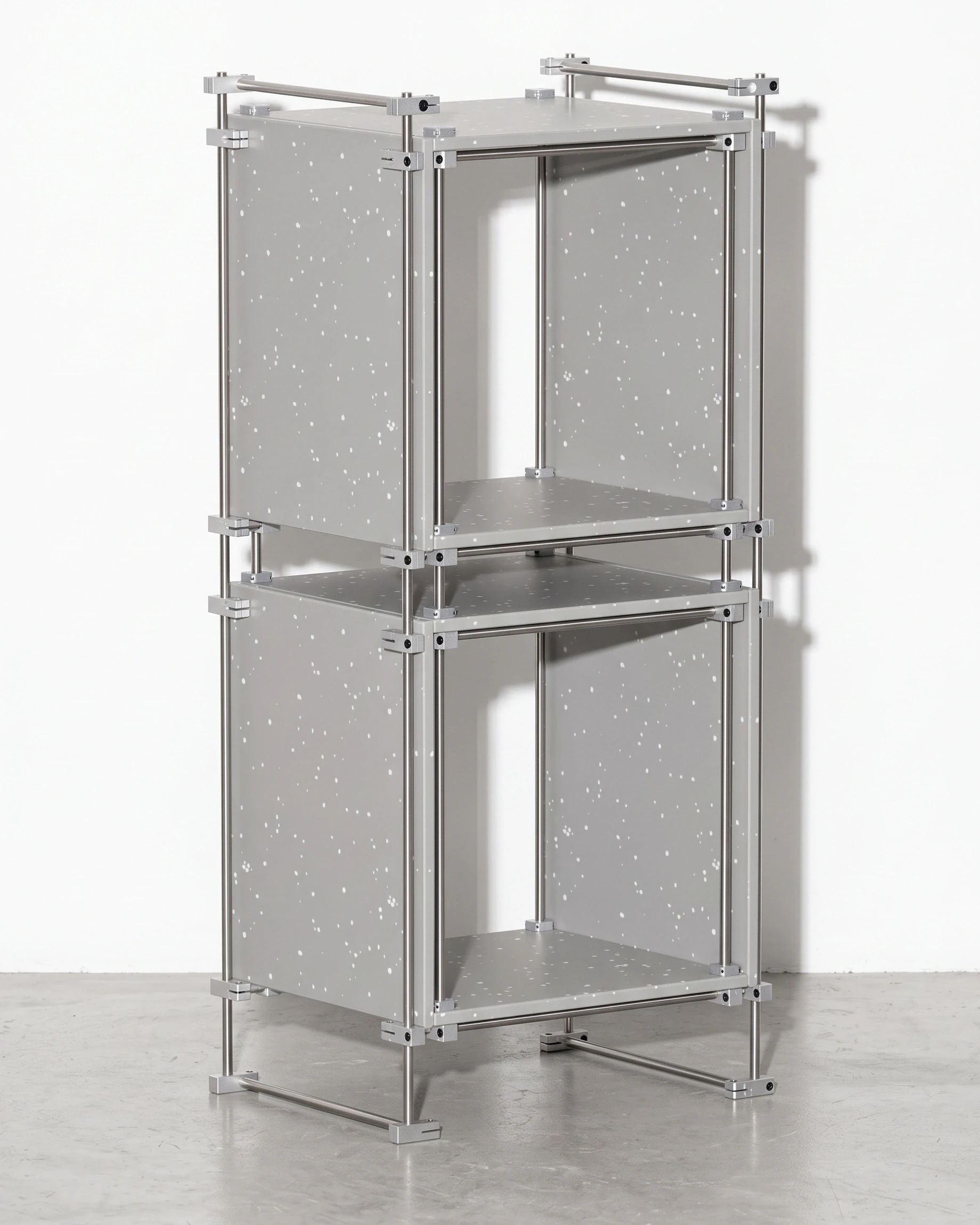 Audiophile, cube tower 100 cm, grey, white flecks: front left view