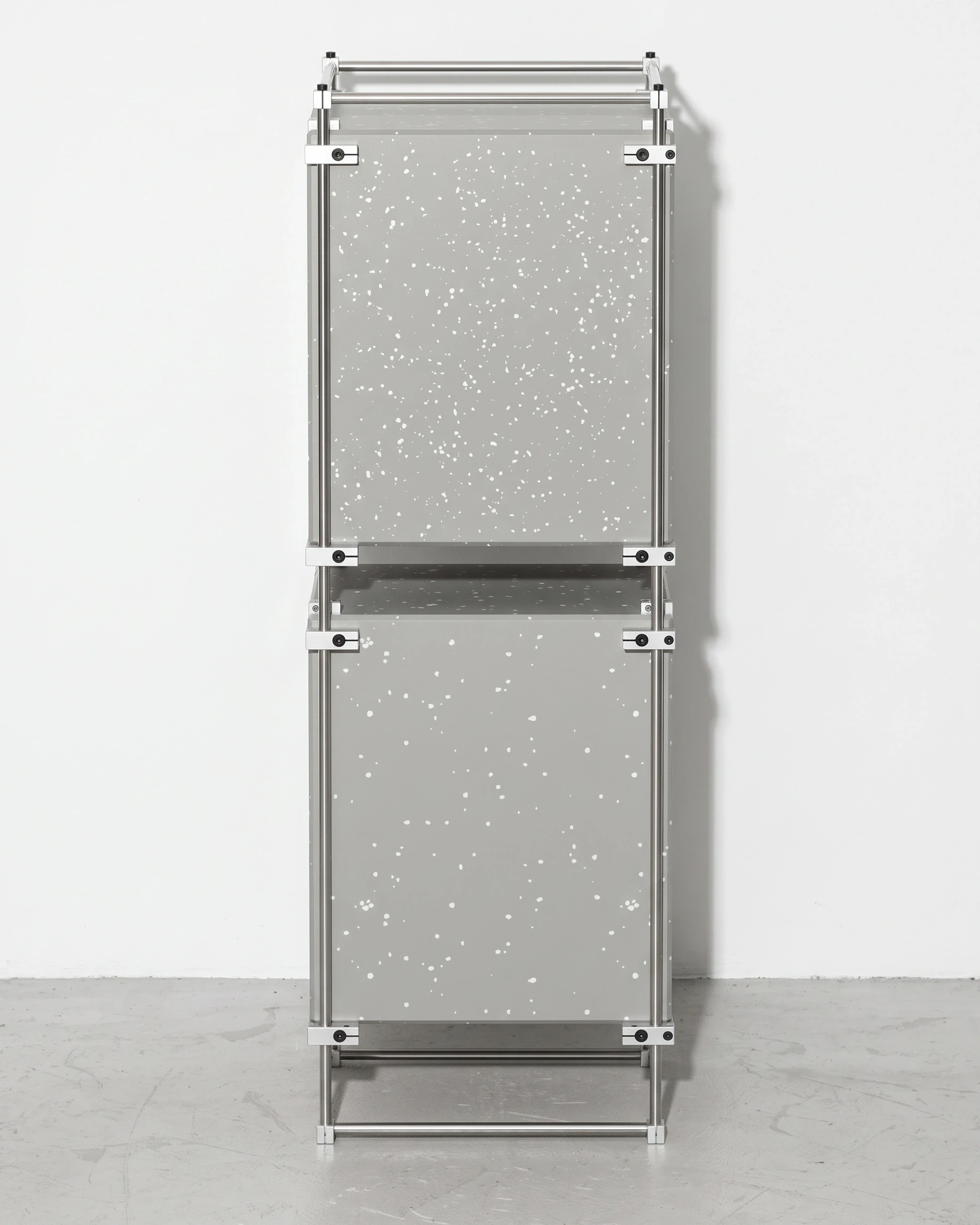 Audiophile, cube tower 100 cm, grey, white flecks: side view