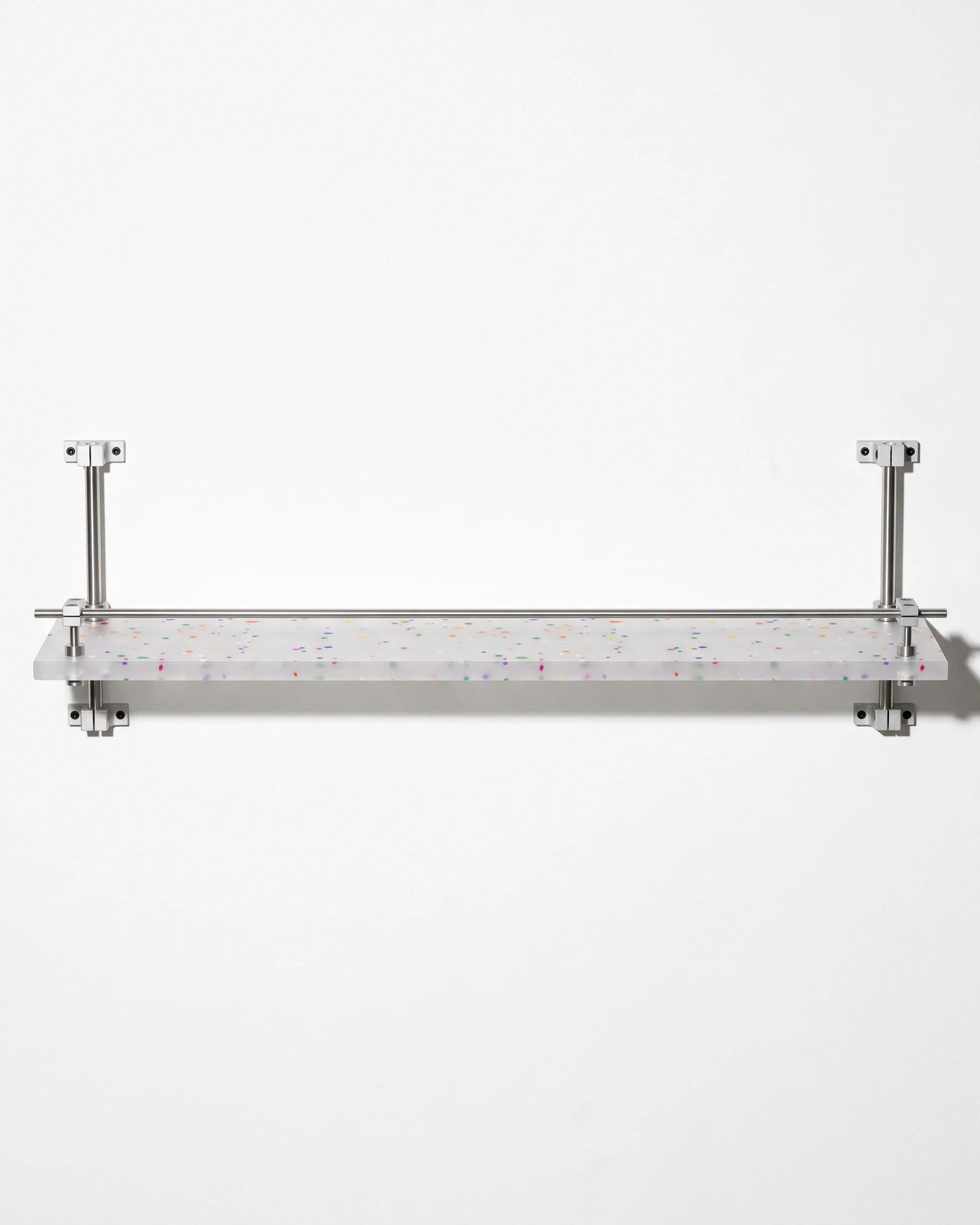 Antiquarian, wall shelf, one tier 60 × 20, translucent, colour flecks: front view