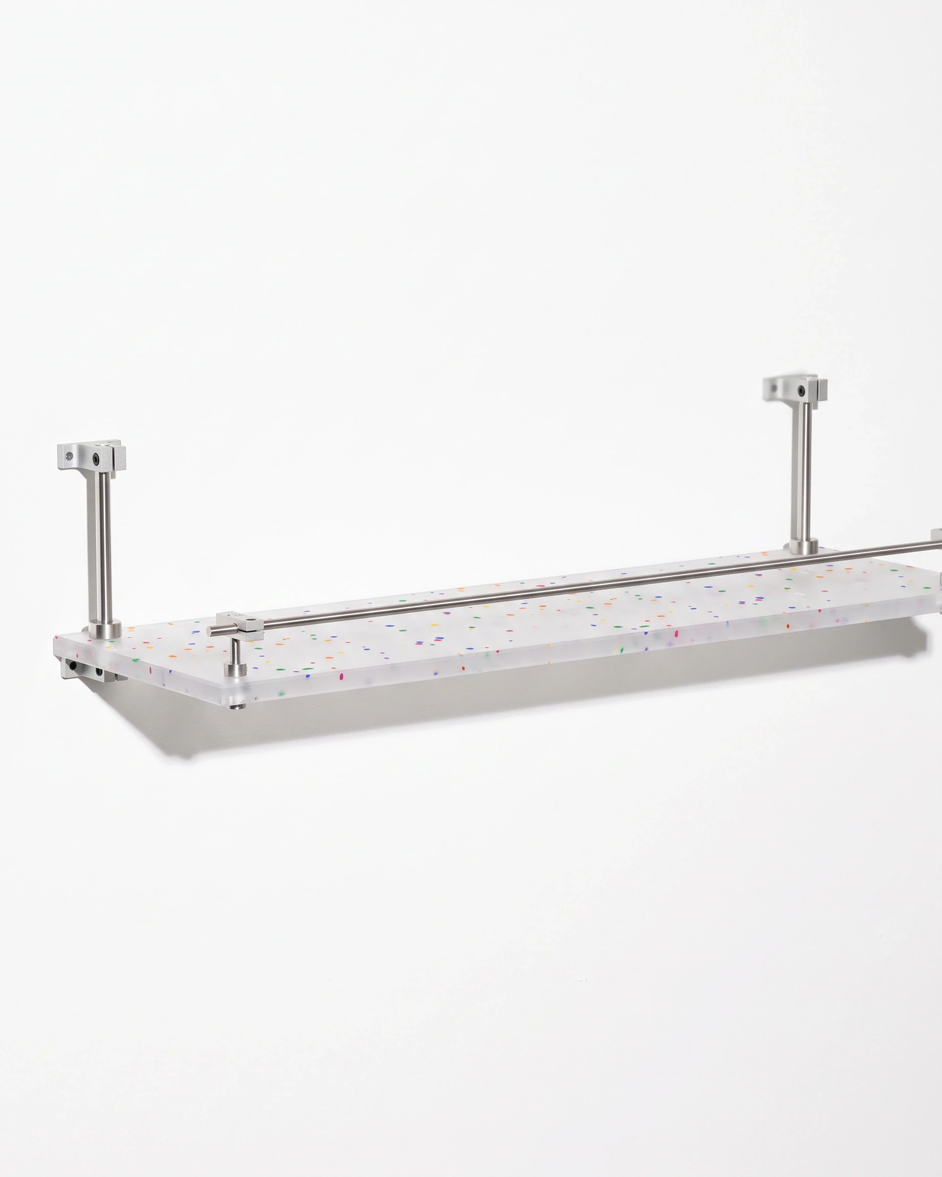 Antiquarian, wall shelf, one tier 60 × 20, translucent, colour flecks: front left view