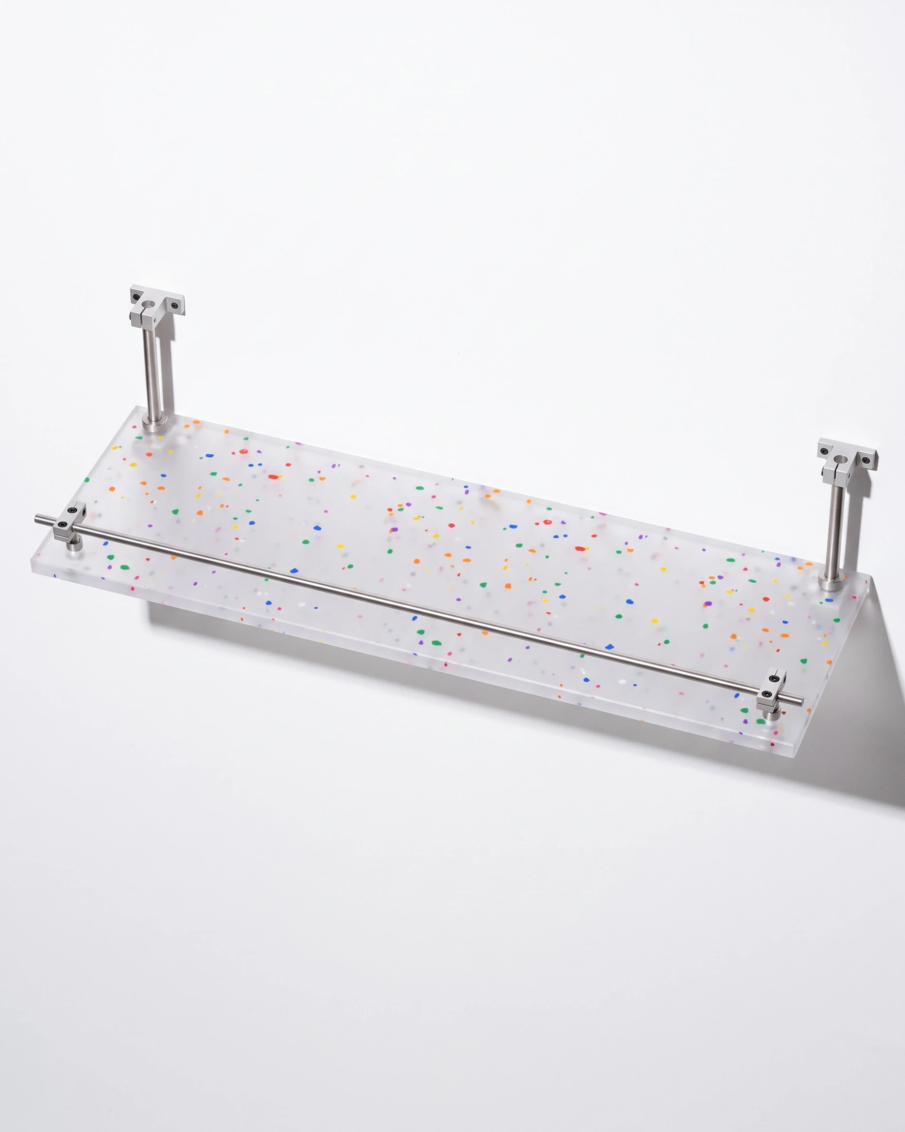 Antiquarian, wall shelf, one tier 60 × 20, translucent, colour flecks: top view