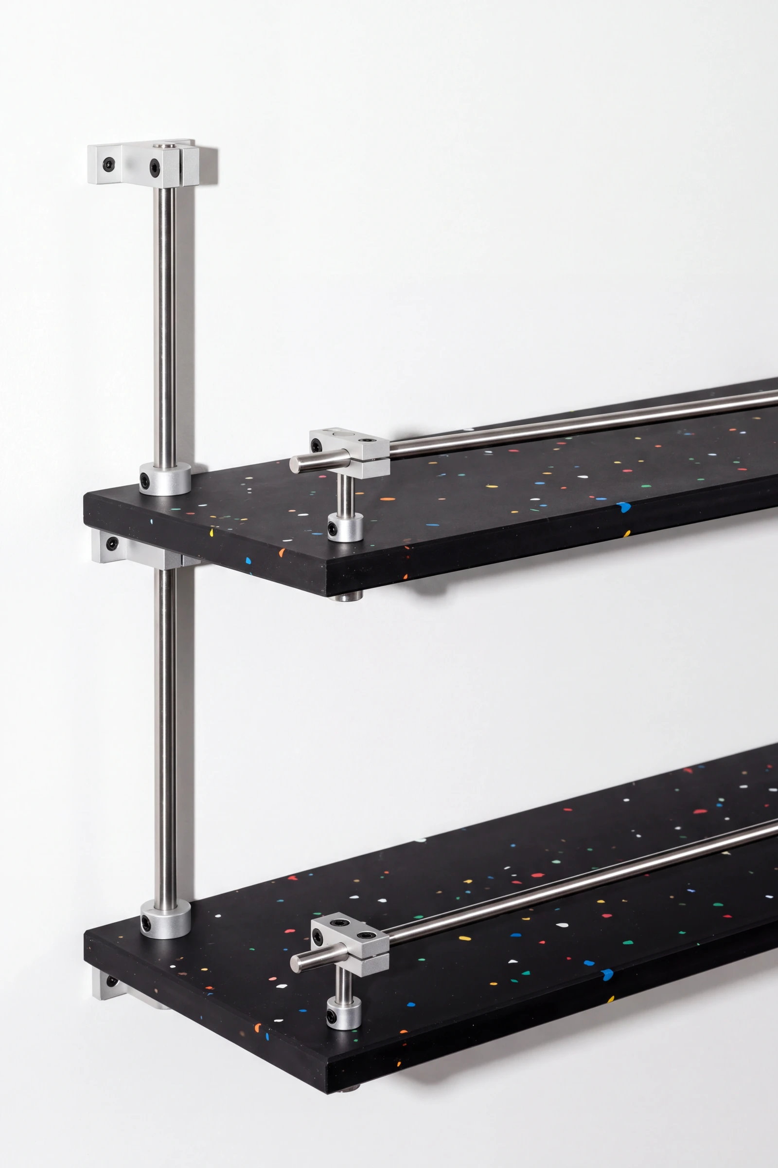 Bookseller, wall shelf, two tiers 60 × 20, black, colour flecks